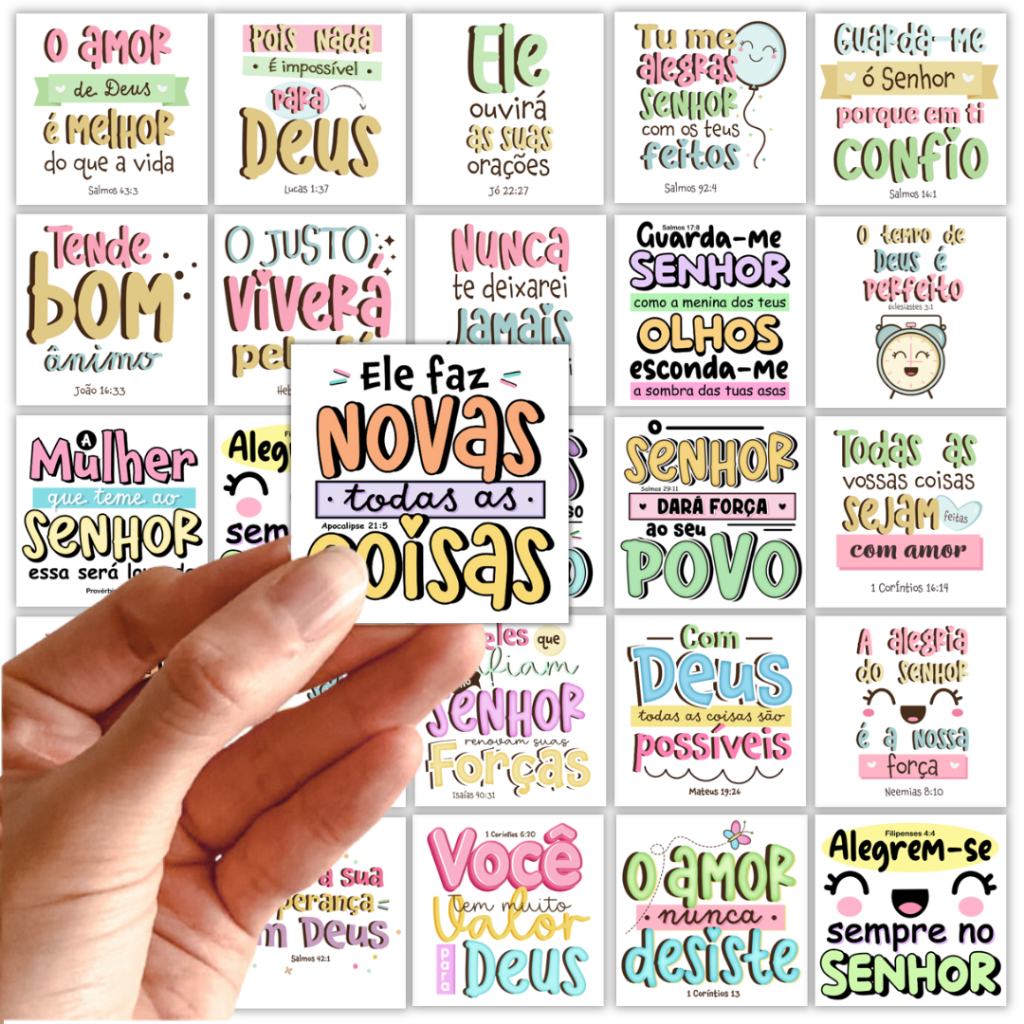 Tag Versículos Bíblicos - TAG 4x4cm com Versiculos Biblicos - TAG para Presente e Lembrancinhas