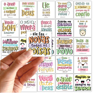 Tag Versículos Bíblicos - TAG 4x4cm com Versiculos Biblicos - TAG para Presente e Lembrancinhas