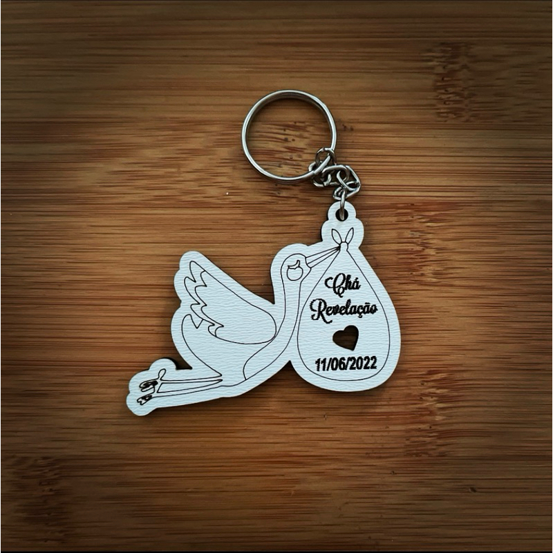 Kit Chaveiros MDF Chá Revelação - Lembrancinha Bebê