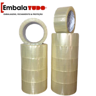 10 Rolos Fitas Adesivas 45mm x 100metros Transparente