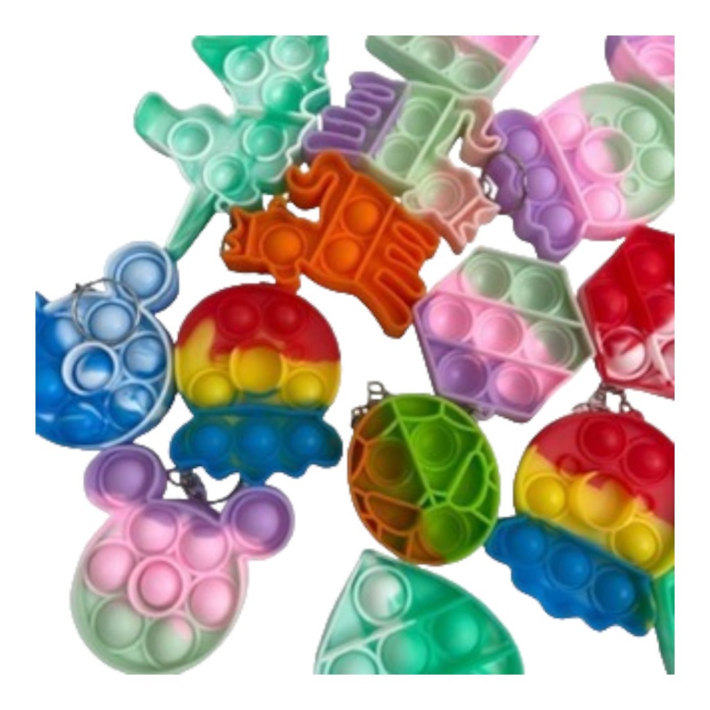 KIT C/30 Chaveiro PopIt Emborrachado Fidget Toy Pop Anti Stress ...
