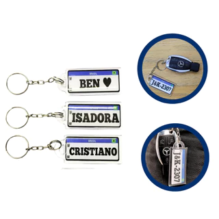 Kit Chaveiros Personalizados Placa Plaquinha Mercosul Resinado Seu nome Em Acrílico