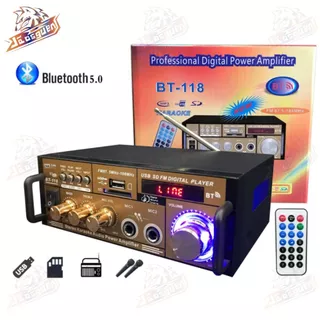 Mini Amplificador Som Audio Bluetooth Usb Mp3 Fm Karaoke Cor Dourado