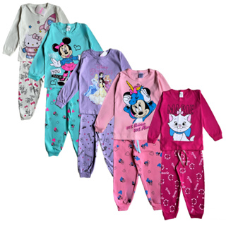Kit 4 peças pijama menina 2 blusas e 2 calças longo meia estação inverno estampado infantil feminino em Oferta na Shopee