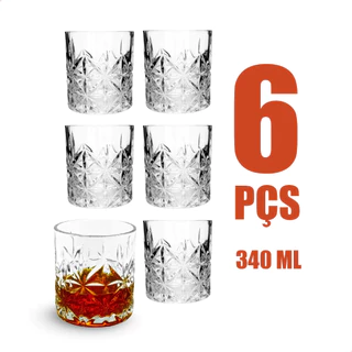 Kit Jogo 6 Copos Cristal Leblon 330ml Para Bebidas Whisky Refinado Premium
