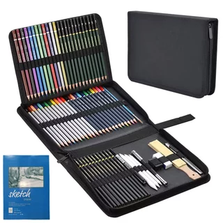 Estojo 72 Peças Lápis P/ Desenho Profissional Pintura Arte