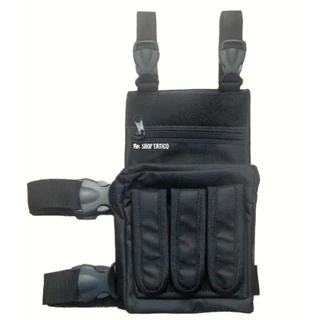 Bornal Perna Tático Militar 3 Porta carregadores Policia Gcm Bolsa Preto