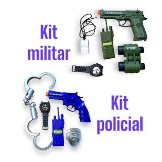 Kit policial, kit Militar, Binóculo, Distintivo, Cordão com Placa de Identificação, Relógio, brinquedo de criança, Criatividade, Desenvolvimento, Feliz