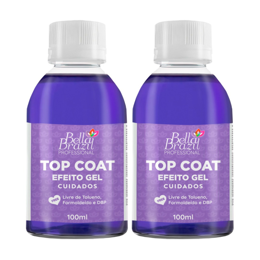 Kit 2 Top Coat Efeito Gel Bella Brazil 100ml Seca Sem Cabine | Shopee ...
