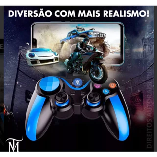 Controle gamer V8 joystick bluethooth para android/ios/p3/windows cor preto