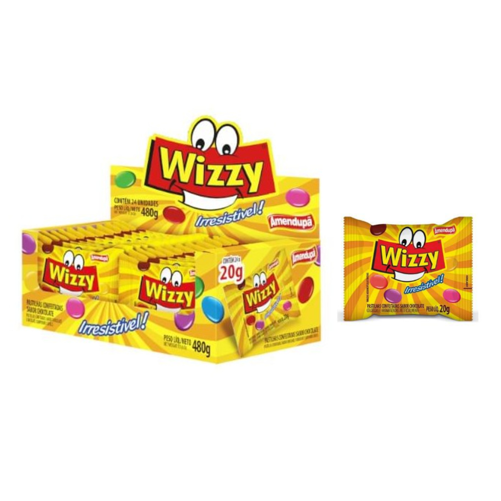 Confete Pastilhas Chocolate Wizzy 20g Caixa Com 24 Unidades | Shopee Brasil