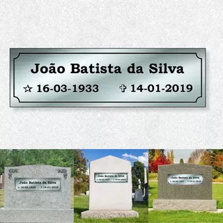 Placa para lápide Tumulo Jazigo em Aço Inox com Foto Escolha seu Tamanho