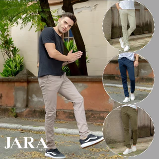 Calça Chino Masculina Slim Sarja bolso faca Esporte fino - Vizzy 9455