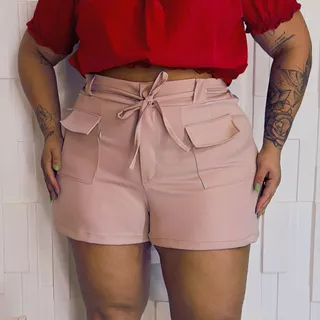 Bermuda Feminina Alfaiataria Lisa Com Elastano Plus Size 44 ao 58 All Curve
