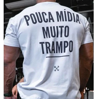 Camiseta Masculina OverSized Pouca Mídia Muito Trampo StreetWear Fitness