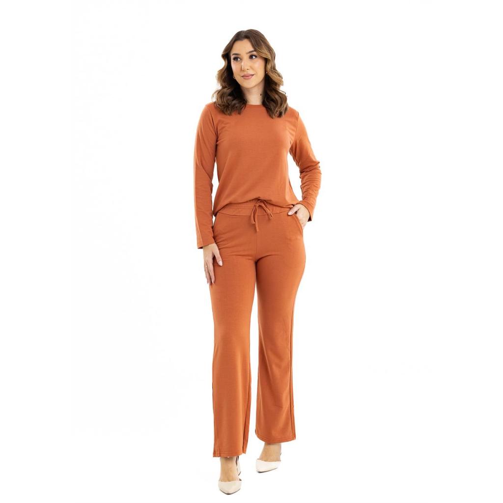 Conjunto Feminino Moletinho Viscose Blusa Calça