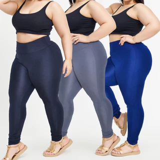 Kit 3 Legging Leg Plus Size Feminina Suplex Sem Transparência Fitness Confortável GG ao G3