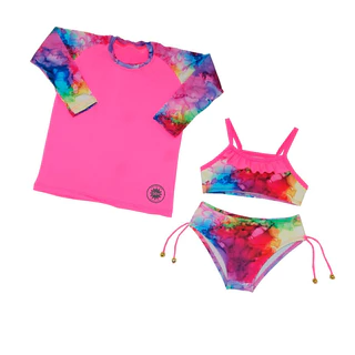 Kit 3 Peças Camisa+biquíni Proteção 50+ Praia/piscina
