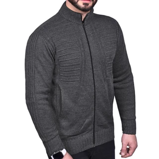 Jaqueta Masculina Lã Blusa De Frio Com Ziper Sueter Masculino Slim