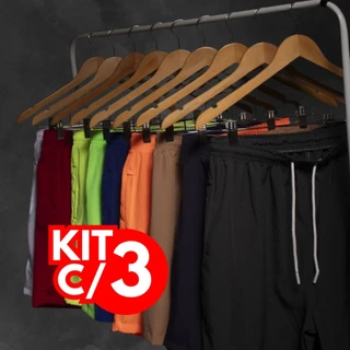 Kit 3 Short Liso Treino Corrida Academia Mauricinho Tactel