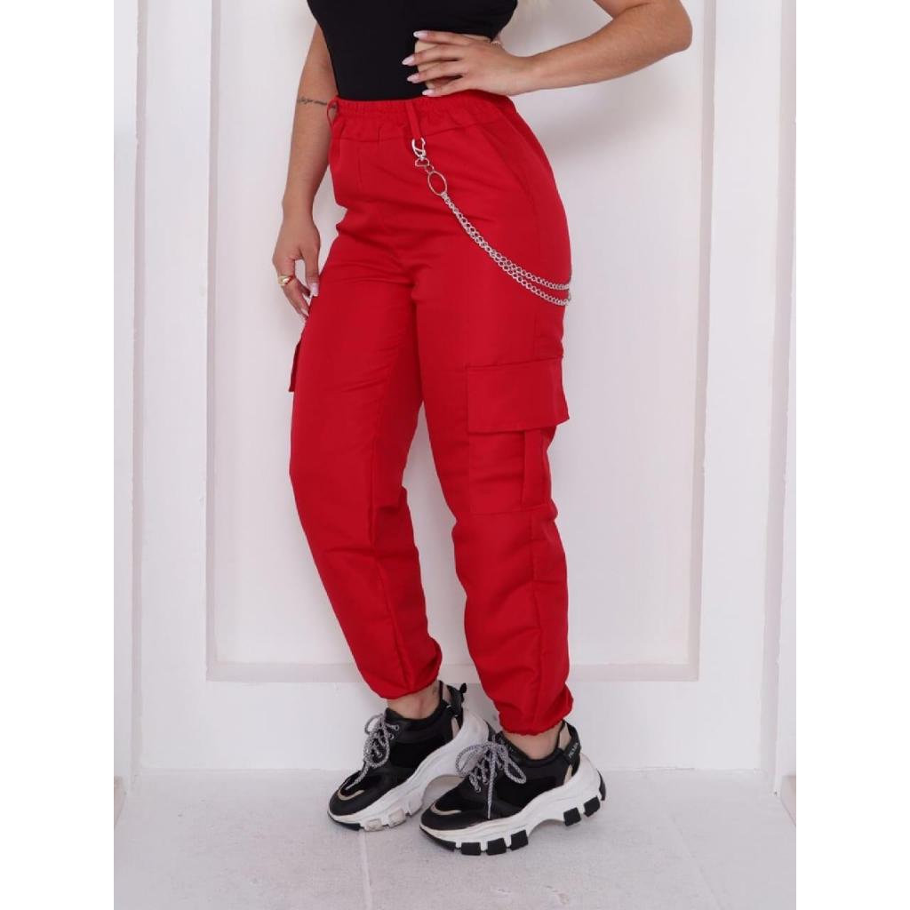 Cargo CalÃ§a Jogger Feminina Com Bolso Consciência Calca Jogger
