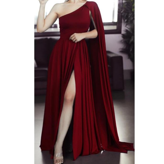 Vestido Longo Feminino com capa festa Casamento Madrinhas Formatura