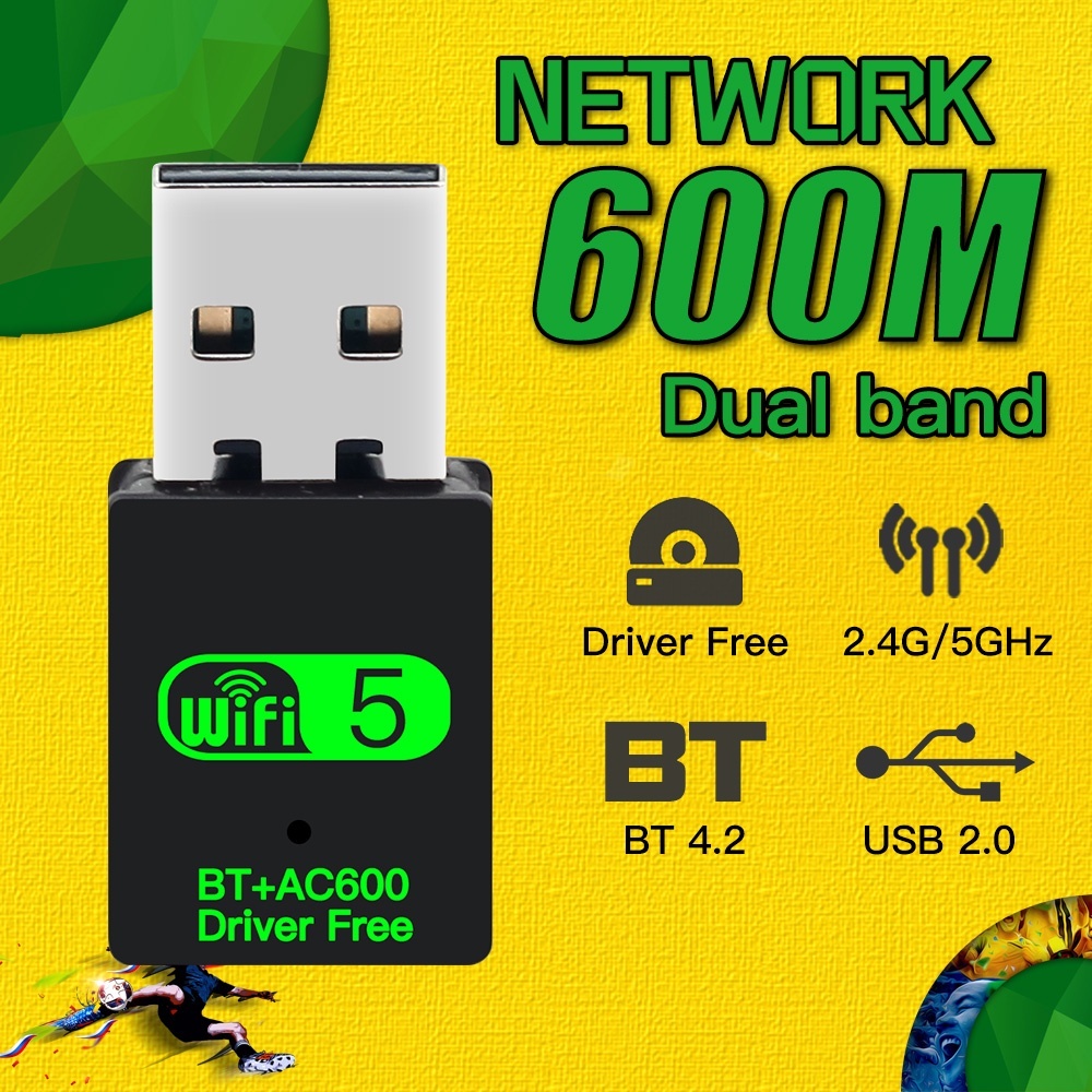 Adaptador Wifi USB 600Mbps + Bluetooth Dual Band 2.4Ghz/5Ghz
