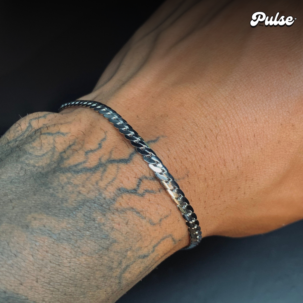 PULSEIRA PRATA, CARTIER ESTAMPADO 4MM