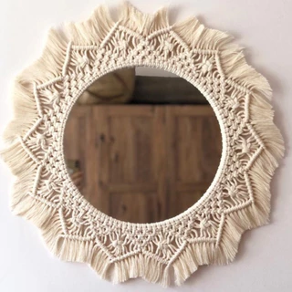 ESPELHO MANDALA MACRAMÊ, PENDURADO PAREDE DECORAÇÂO HANGER modelo 3