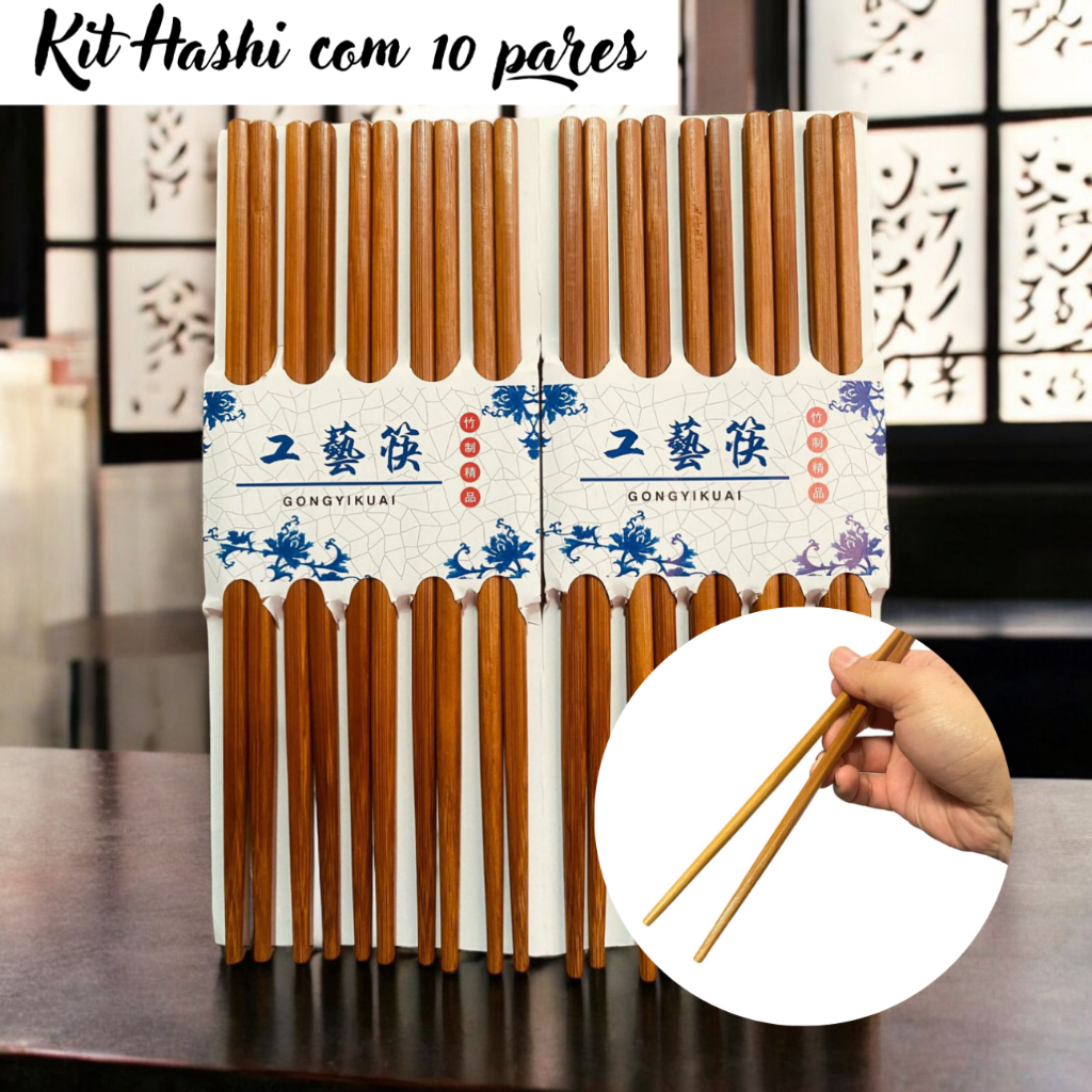 Hashi Kit 10 Pares Sushi Sashimi Yakisoba Hot Roll | Shopee Brasil