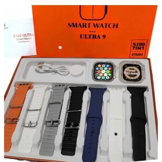 Novo Smartwatch S100 ultra 7 in 1 Relógio inteligente com 7 pulseiras original