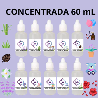 Essência CONCENTRADA 60 mL Hidrossolúvel para Umidificador Difusor aromatizador Elétrico