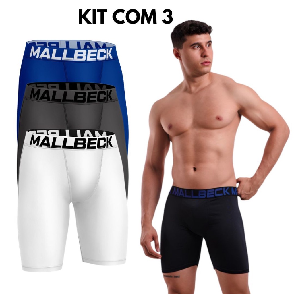 Kit 3 Cueca Bermuda Térmica Long Leg Short Masculino Ciclista Adulto