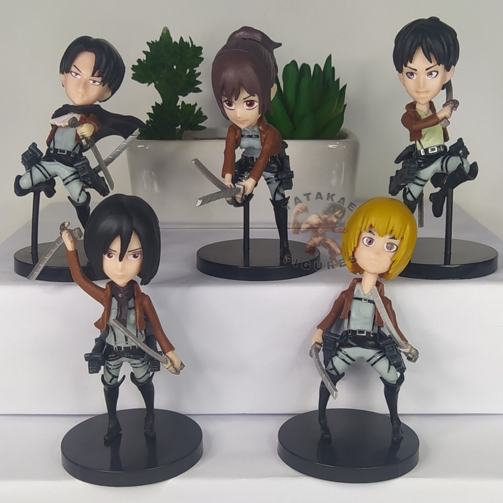 Miniatura Attack on Titan Boneco Eren Levi Mikasa Armin Figures ...