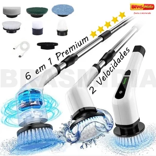Esfregão Elétrico 6 Em 1 Mop Spin Scrubber Escova 360 Giratoria Retratil Banheiro Cozinha Piso