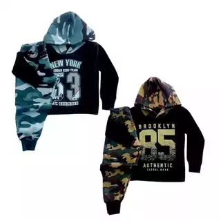 Kit 4 peças de roupas masculino infantil são 2 calças e 2 casacos Moletom menino Camuflado Com Capuz tamanho 1 2 3 4 6 8