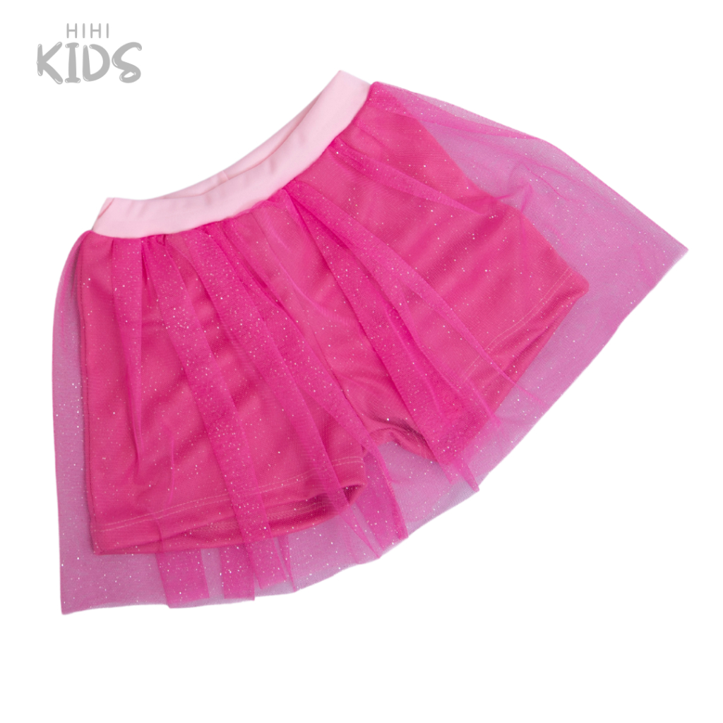 Short Saia Rosa com Tule