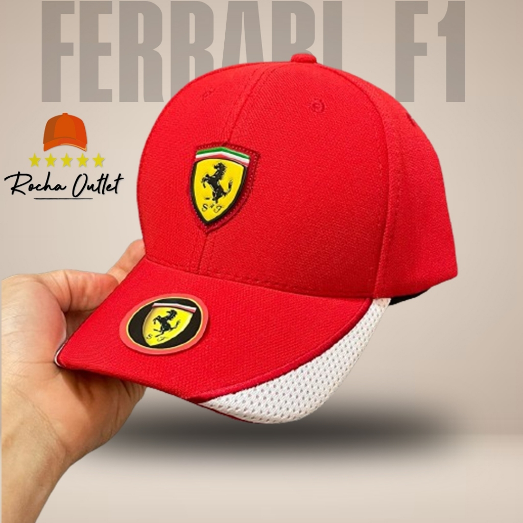 Boné Ferrari Masculino e Feminino Qualidade Premium Aba Curva Modelo ...