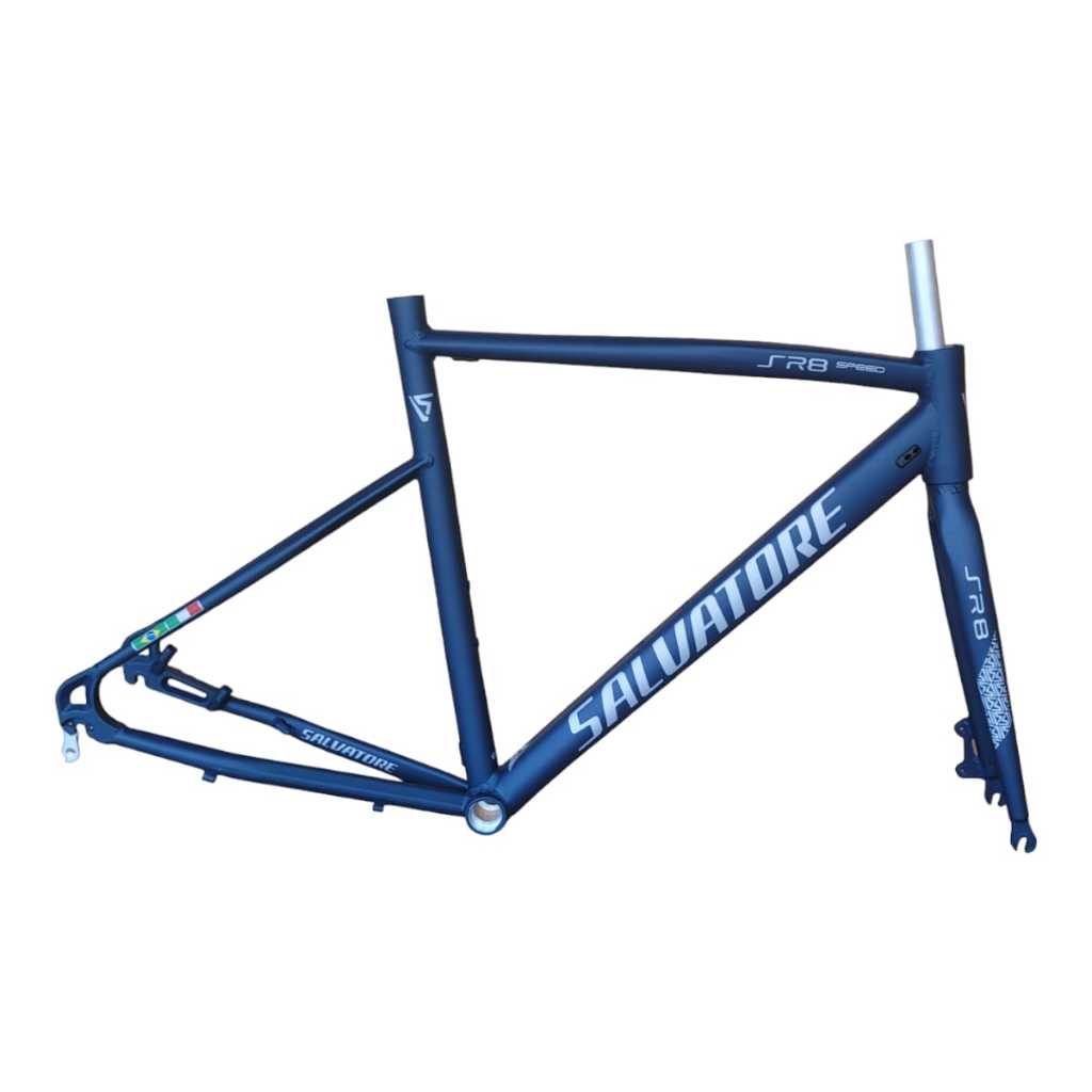 Quadro e Garfo Speed Salvatore SR8 Freio Disco e Ferradura Cor Azul Petróleo