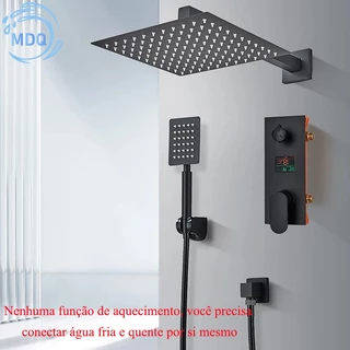 Chuveiro Com Visor Digital Montada Na Parede,Equipado Com Chuveiro De Mão E Chuveiro Superior