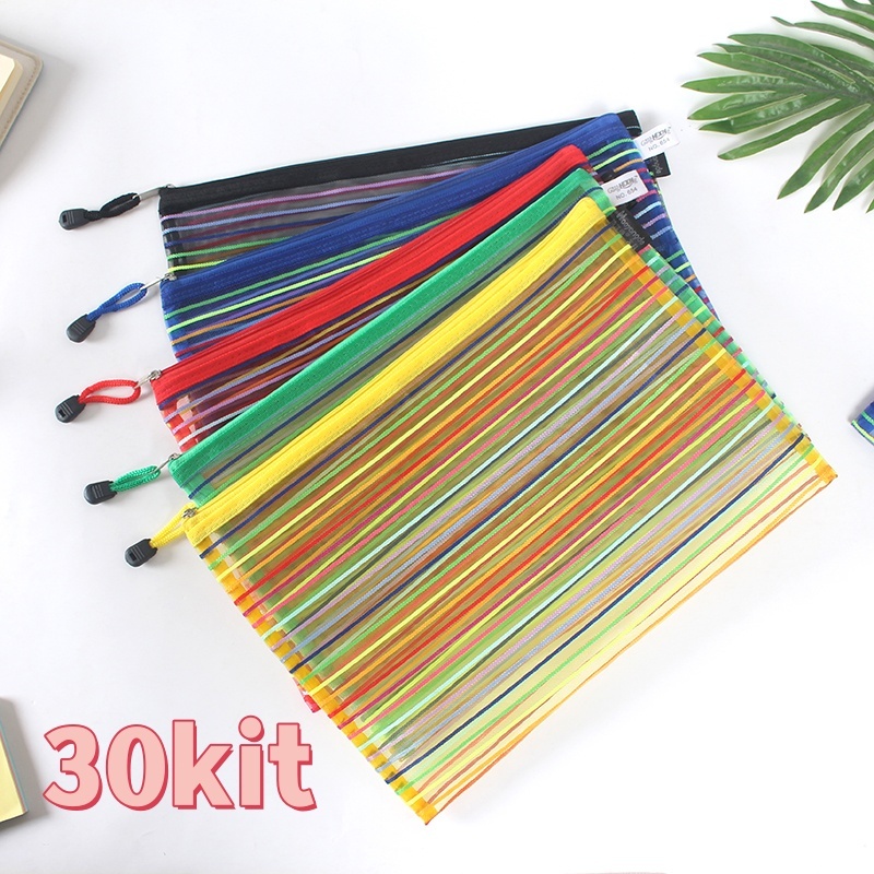 30 Peças Estojo Multiuso Bolsinha Nylon Colorido Necessaire 12x23cm Promoção