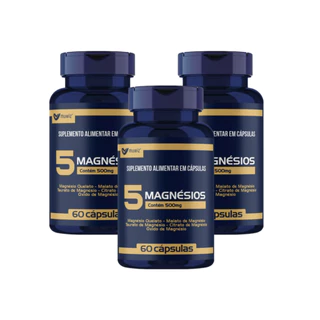 KIT 3x 5 Magnésios (Quelato,Malato,Taurato,Citrato,Óxido) 500mg 60 cápsulas