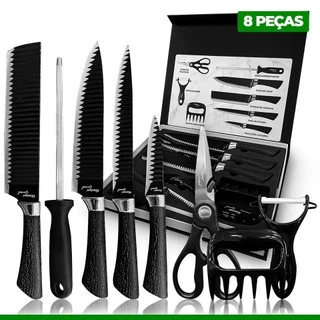 Kit Conjunto de 6/8 Peças Facas e utilidades Para Seu Churrasco e Cozinha inox de alta Qualidade Original