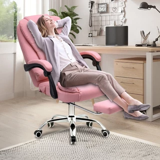 Cadeira de escritório presidente, cadeira de home office com apoio para os pés e encosto ajustável（Preto）