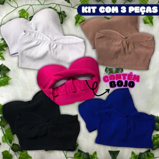 Kit 3 Cropped Faixa Com Bojo Tomara que Caia Feminino Anarruga Moda Verão