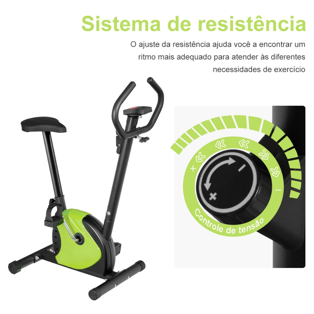 Bicicleta Ergométrica com Monitor de Velocidade e Calorias até 120kg，verde