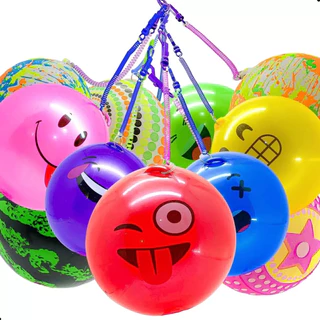 Kit com 10 /KIT COM 5 /COM 1 Bolas de Vinil Borracha Poing Poing com Cordao Mola 23cm Bolas Infantil