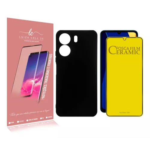 Capa Capinha + Película Cerâmica Fosca Para Xiaomi Poco C65