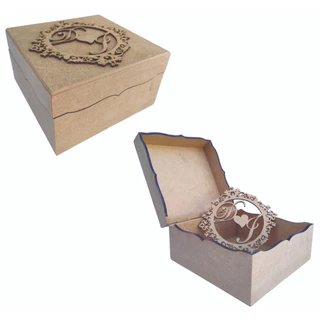 13 Caixas 15x15x8 Com Brasão e Dobradiça Casamento MDF 4mm