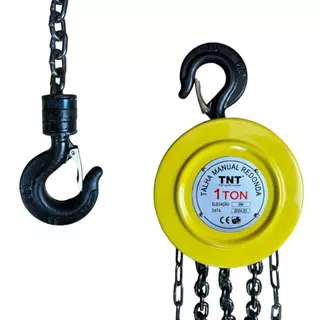 Talha Manual 1 Tonelada 1000kg Com Corrente 3 Metros Guincho Elevação Tnt Redonda